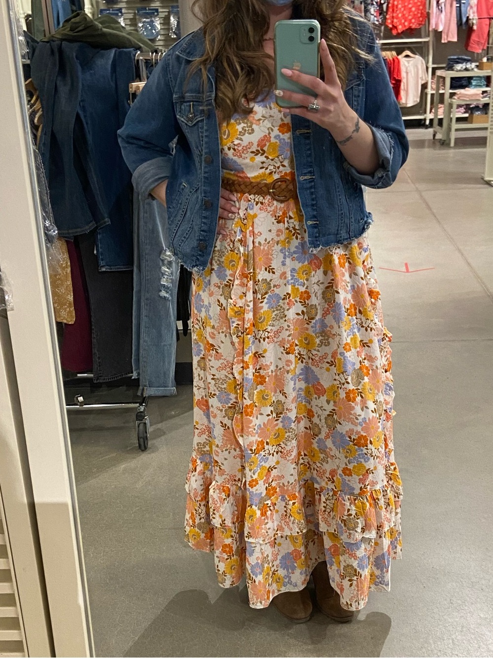Abel The Label Anthropologie Autumn Tone Floral Tie Back Maxi Dress 1970s Vibes